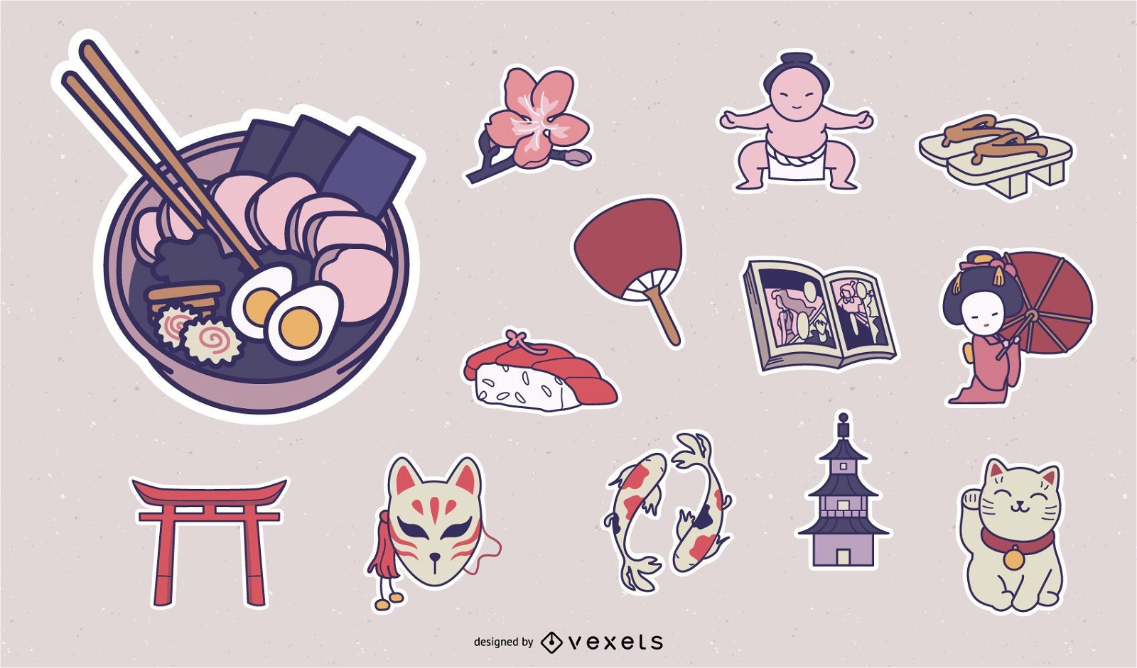 Premium Vector  Japan symbols sticker set