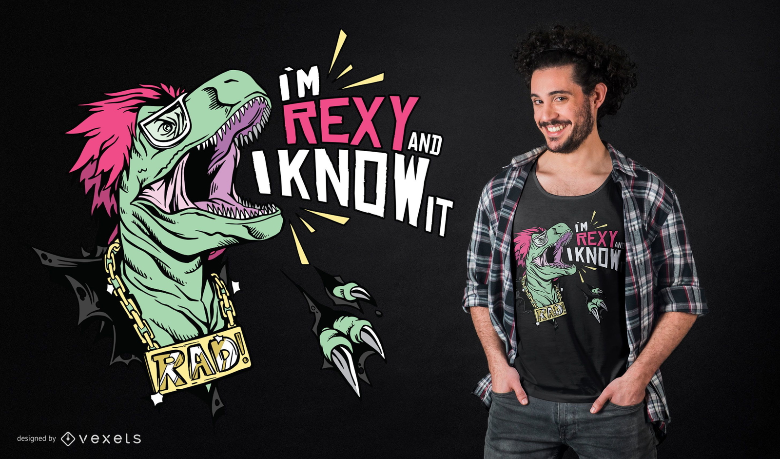 Baixar Vetor De Design De Camiseta De Desenho Animado Do Personagem T-rex