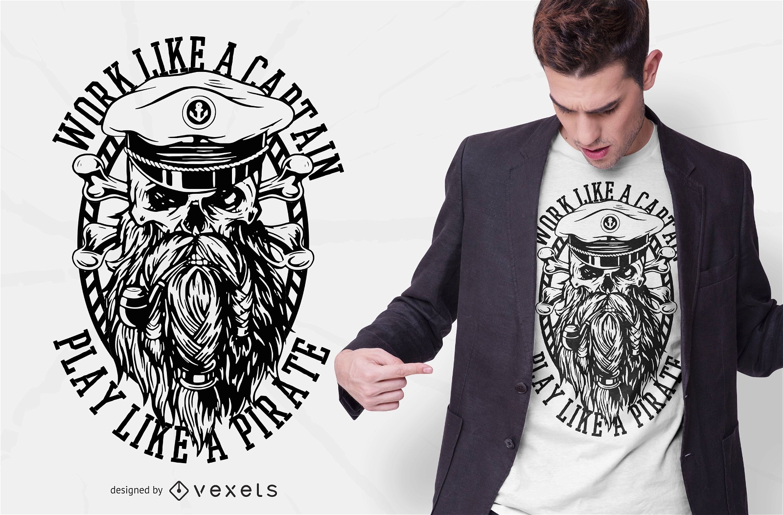 Work Like A Pirate T-shirt Design Vector Download