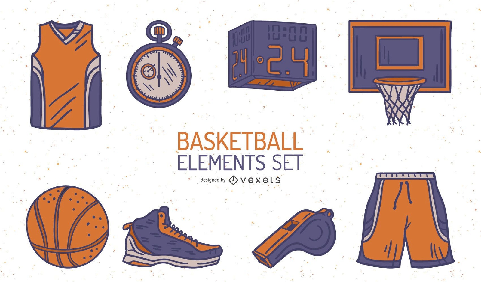 Basketball Illustrated Elements Pack Vector Download