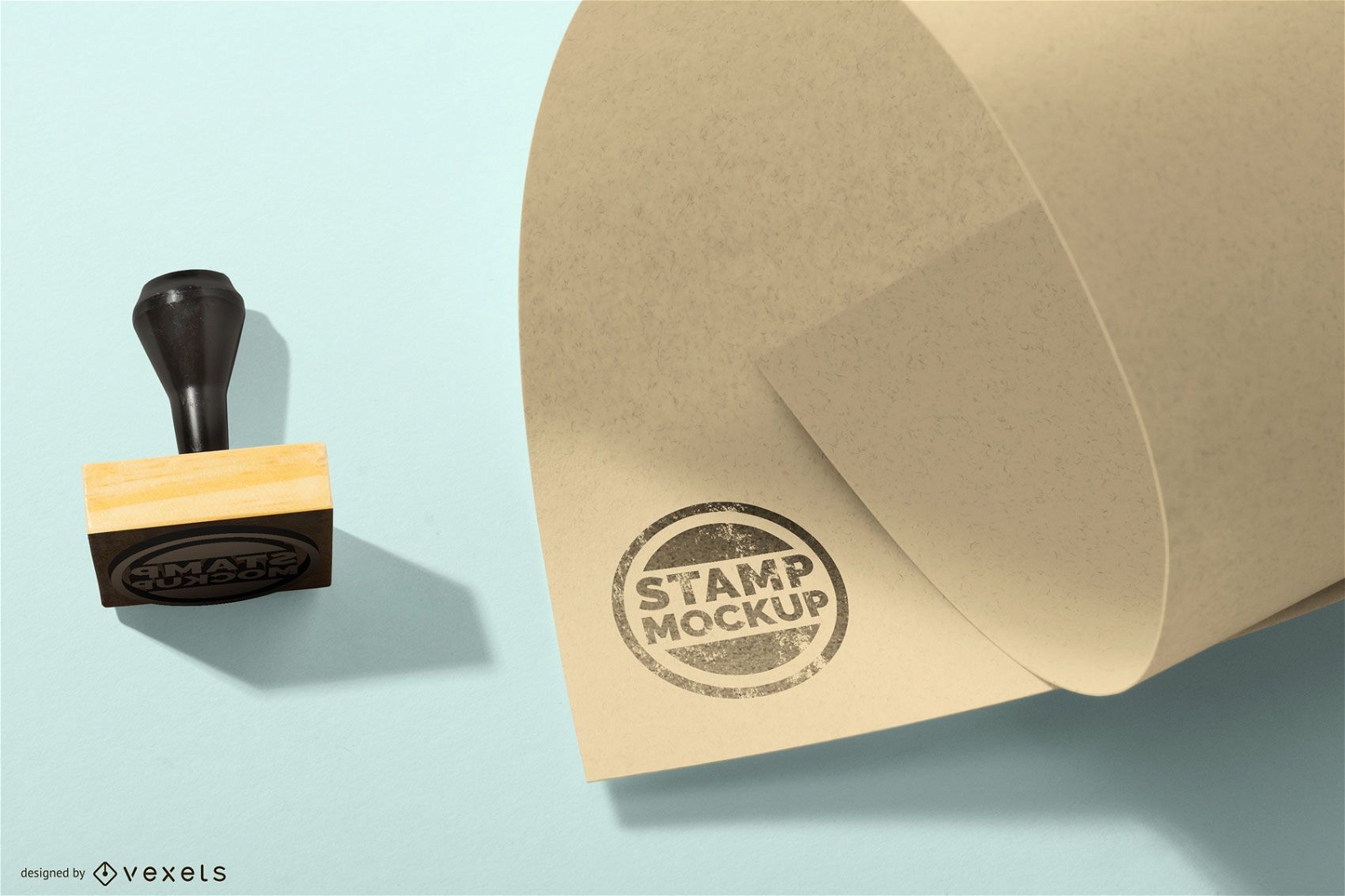 Rubber Stamp with Paper Mockup Stock Template
