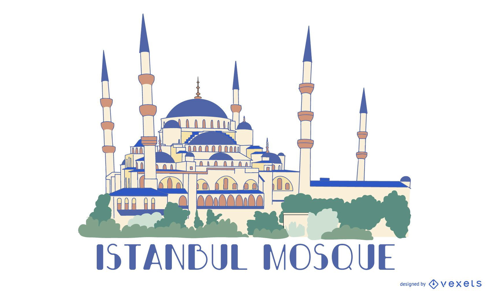 Istanbul Blue Mosque Illustration Vector Download