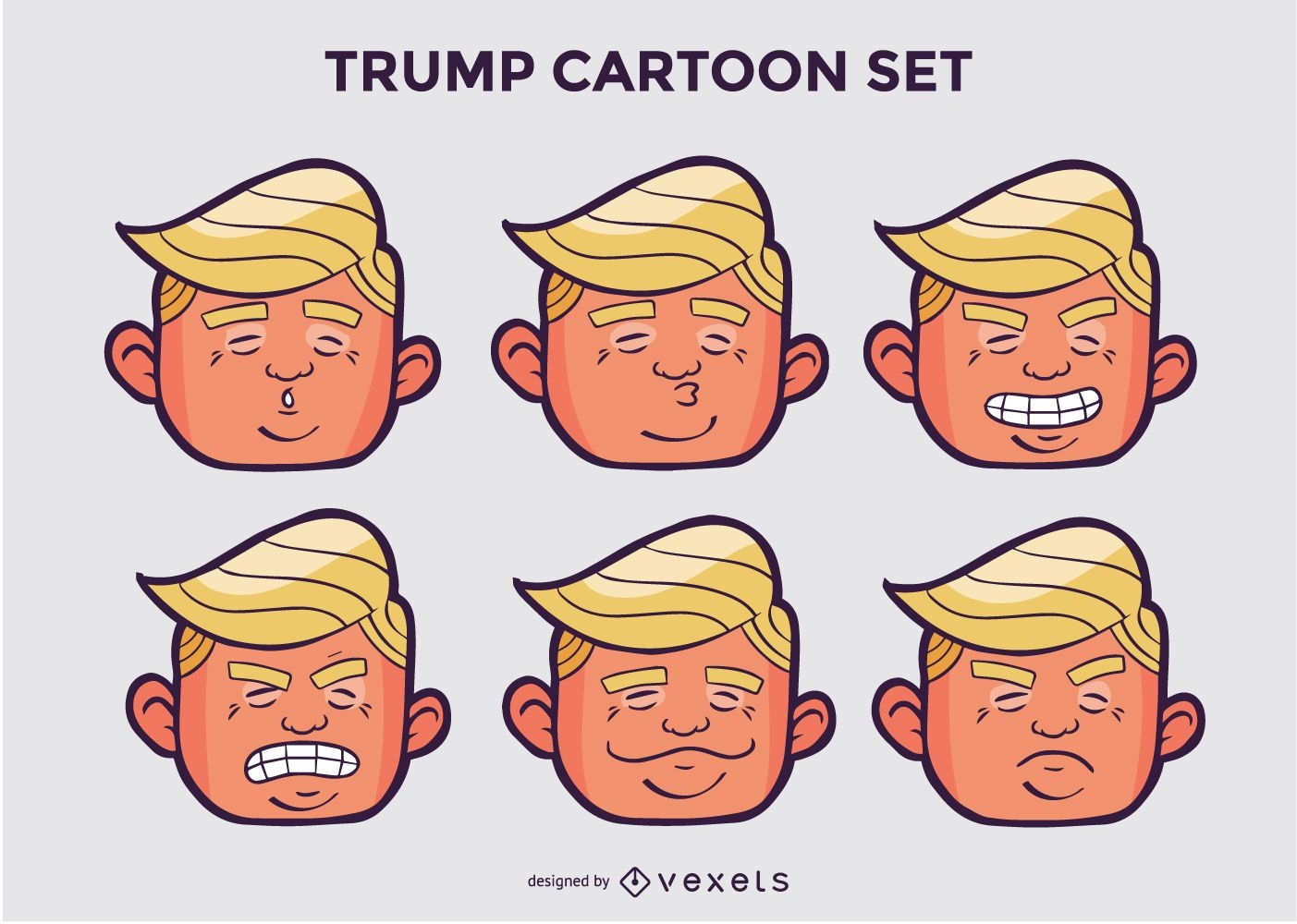 Trump Head Cartoon Character Pack Vector Download
