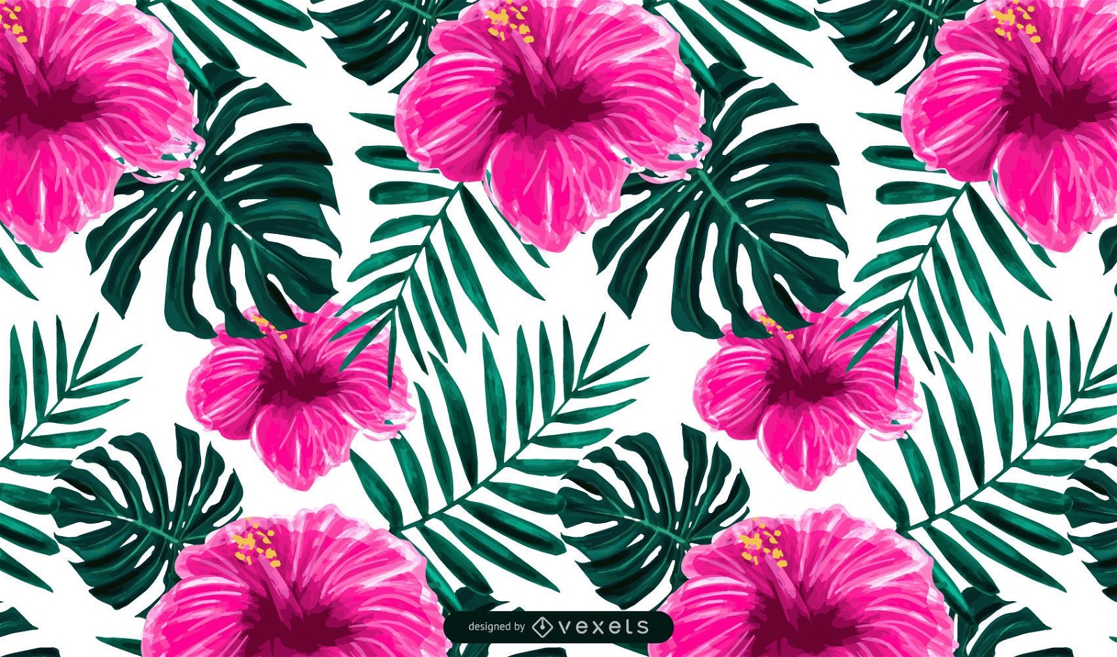 Tropical Hibiscus Flower Pattern Design Vector Download