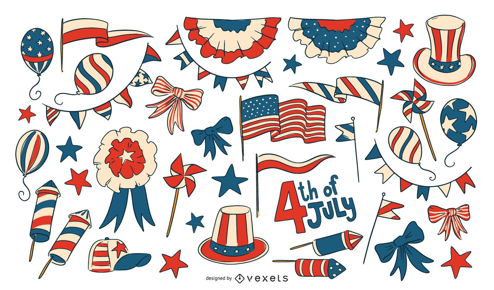 Independence Day Elements Collection Vector Download