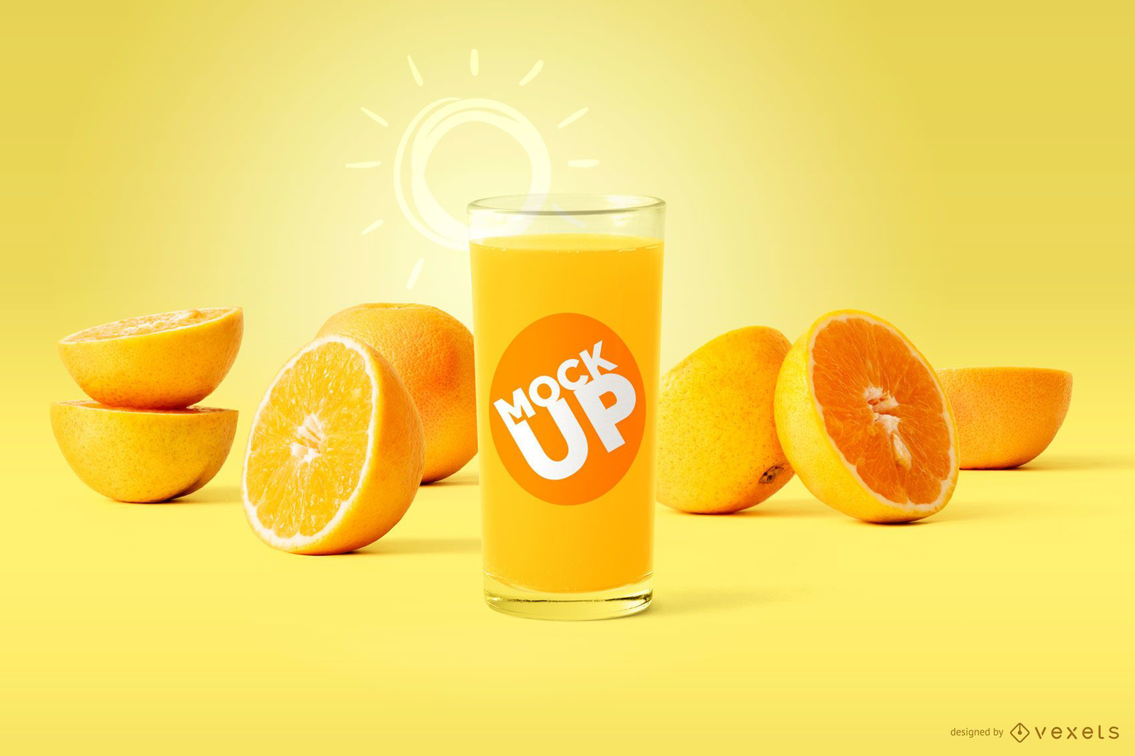 Juice Glasses Mockup, Free PSD Template