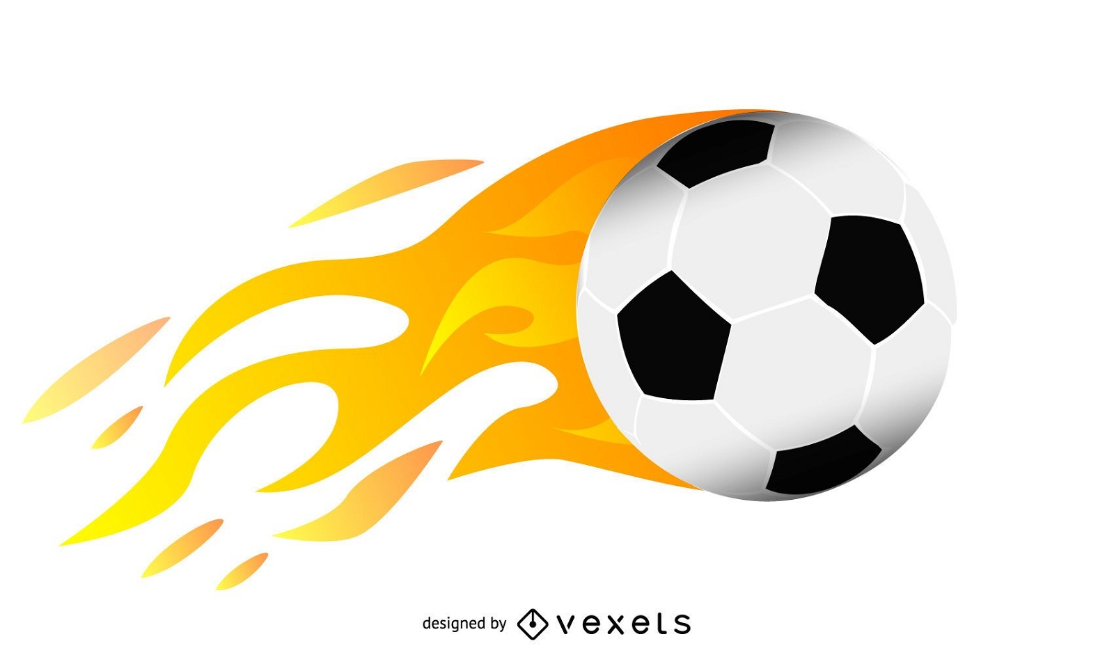 Cartaz de vetor de bola de futebol em chamas para jogo de esporte
