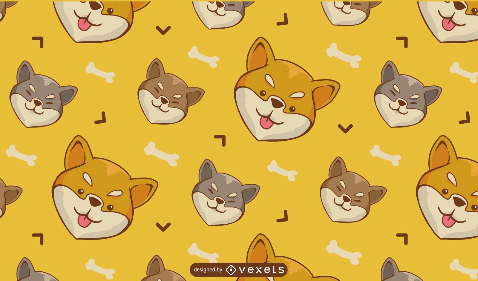 Shiba Inu Dog Cartoon Pattern Vector Download