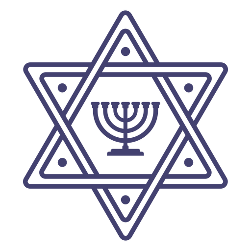 Star Of David With Menorah Stroke PNG & SVG Design For T-Shirts