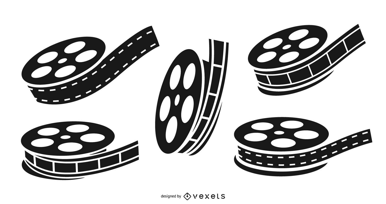 Film Reel Black Set Vector Download