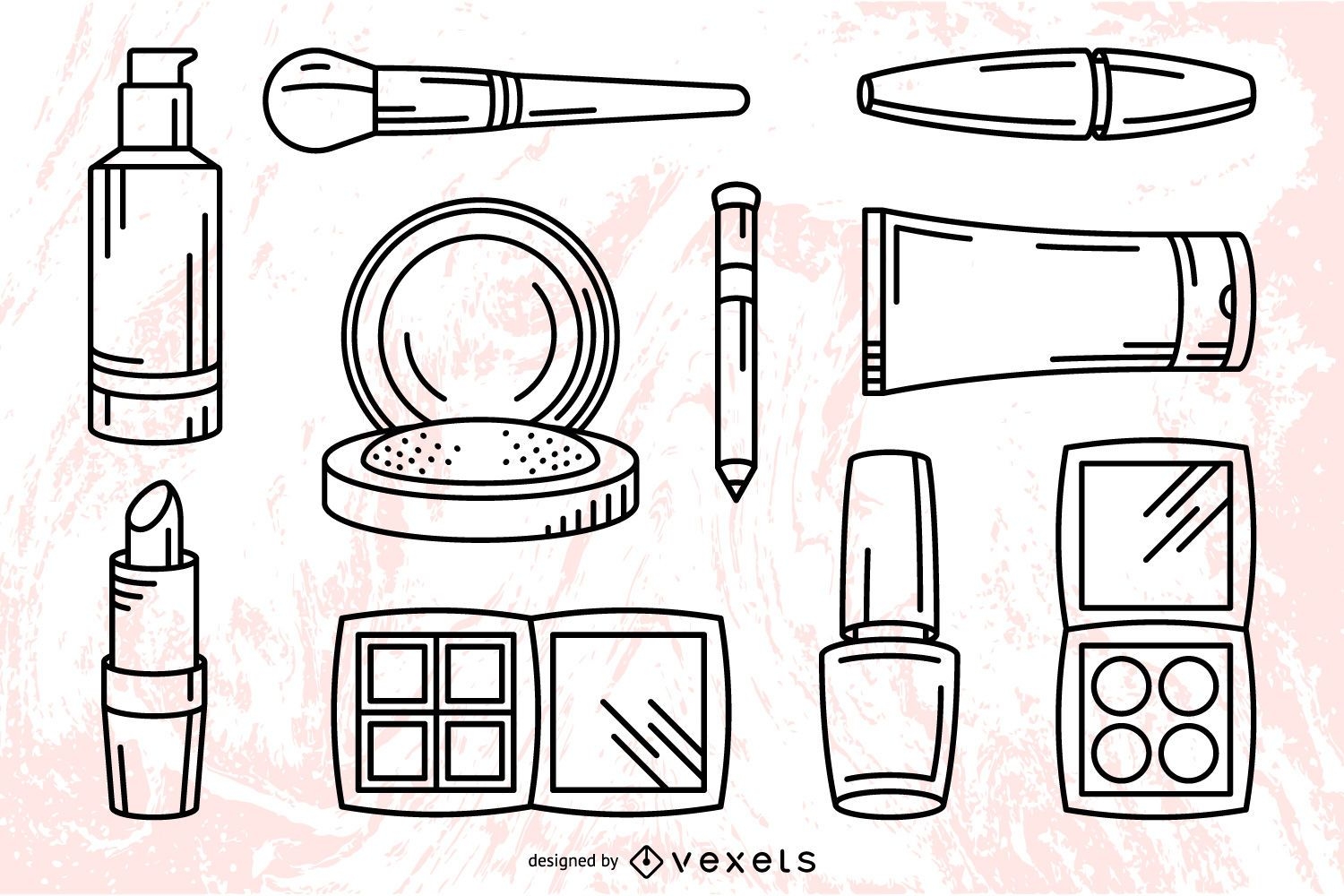 Eyeshadow or blush makeup kit, hand drawn sketch vector illustration  isolated. Stock Vector | Adobe Stock