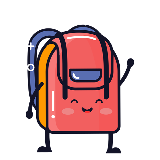 Cute Backpack Cartoon PNG SVG Design For T Shirts