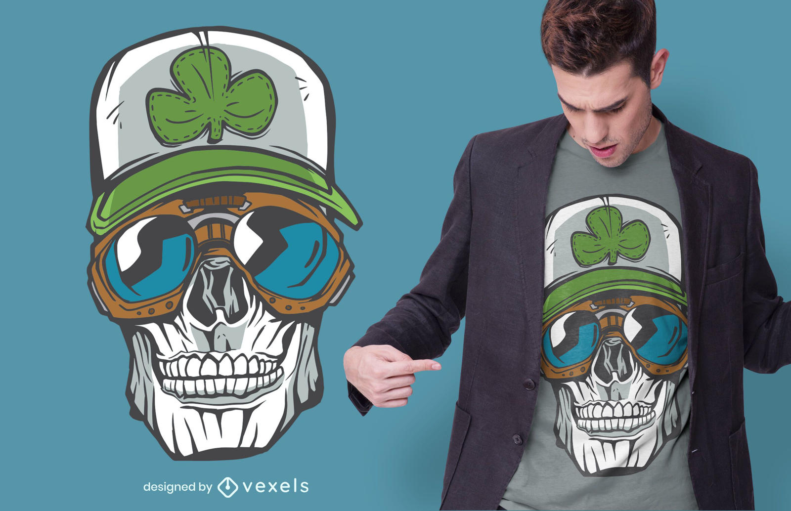 Lucky Skull T-shirt Design Vector Download