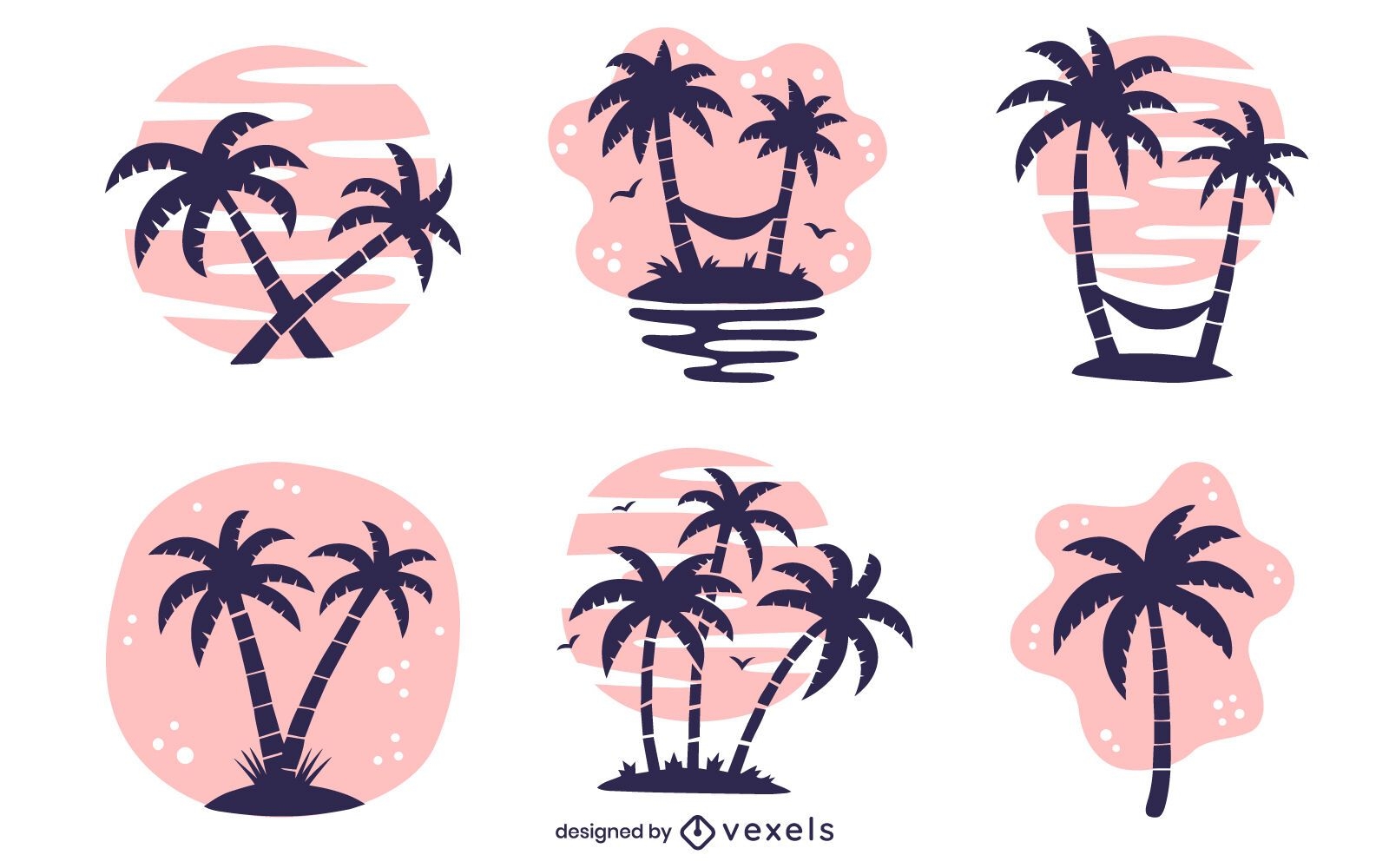 palm tree illustration set