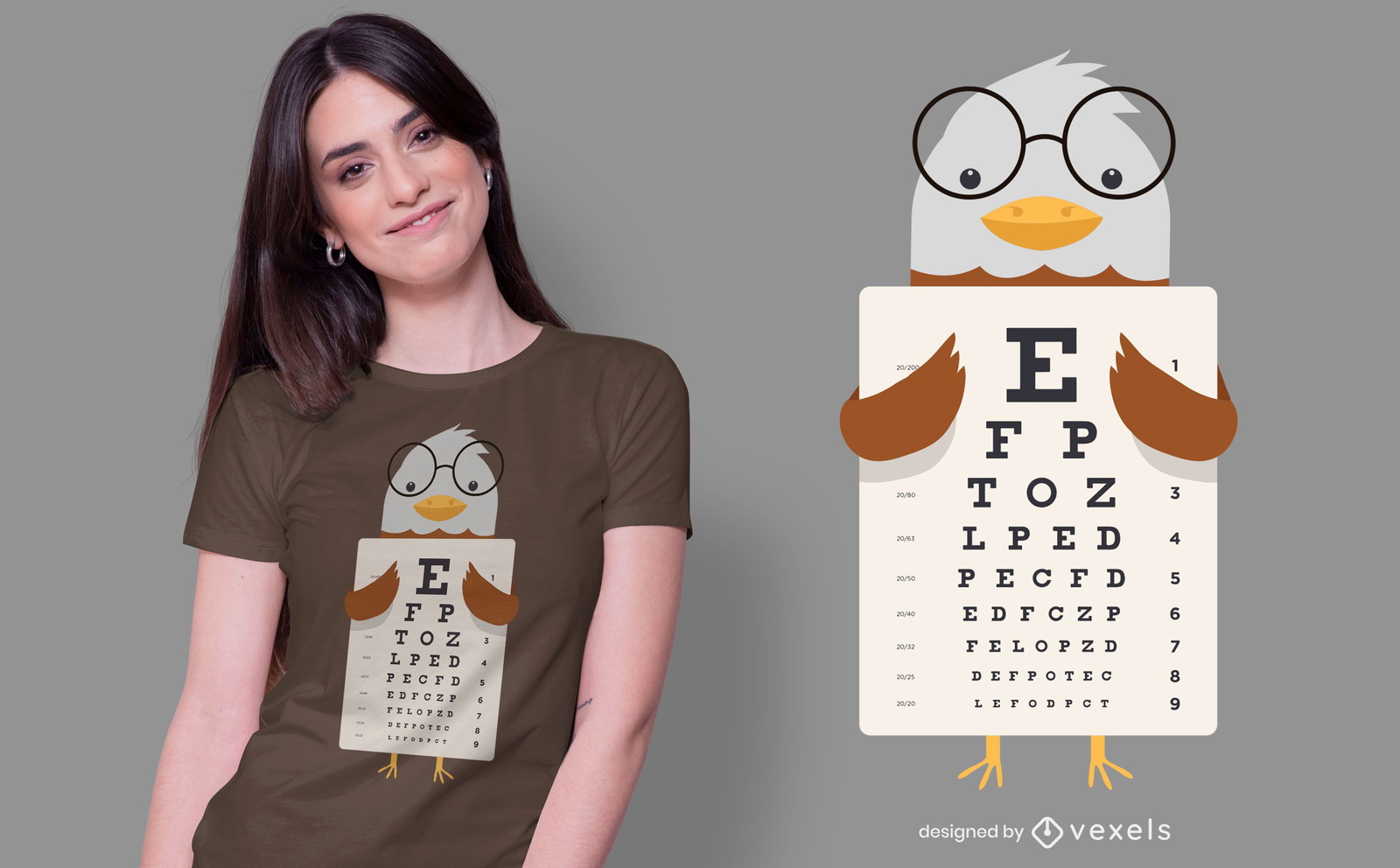 Funny Cute Eye Chart Lion With Glasses T-Shirt