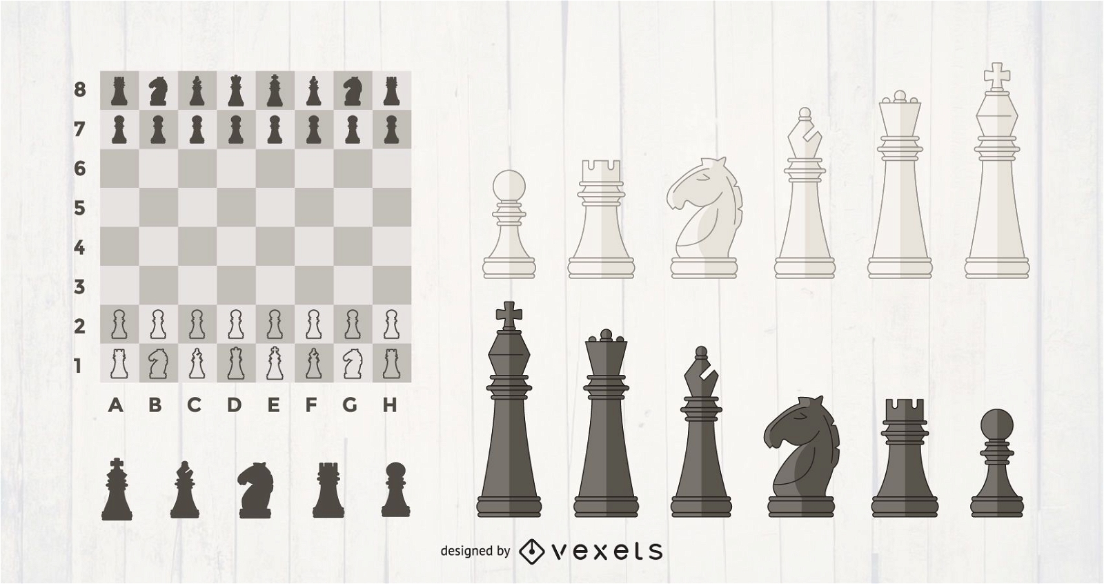 Peças de xadrez rei e rainha desenhadas em estilo de desenho