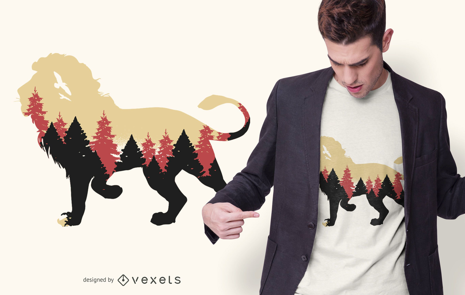 Descarga Vector De Diseño De Camiseta De Bosque De Leones