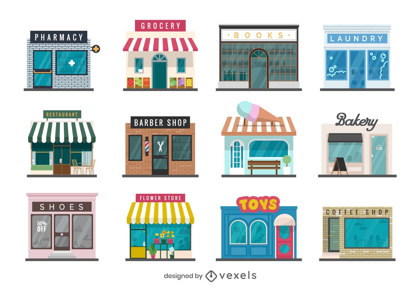 Storefront Flat Design Collection Vector Download storefront-flat-design-collection-vector-download