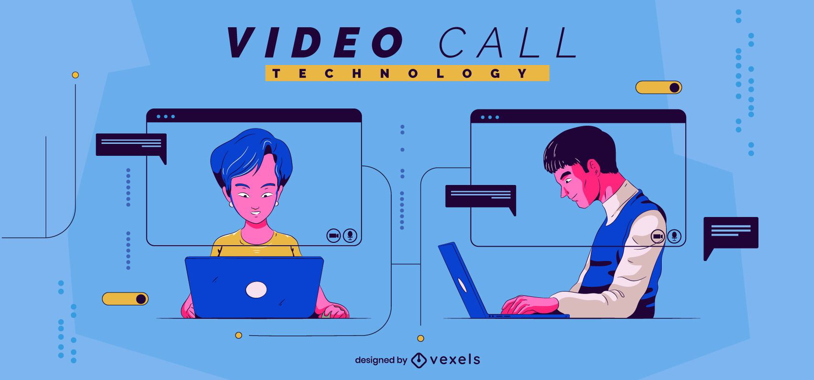 Video Call Technology Illustration Vector Download