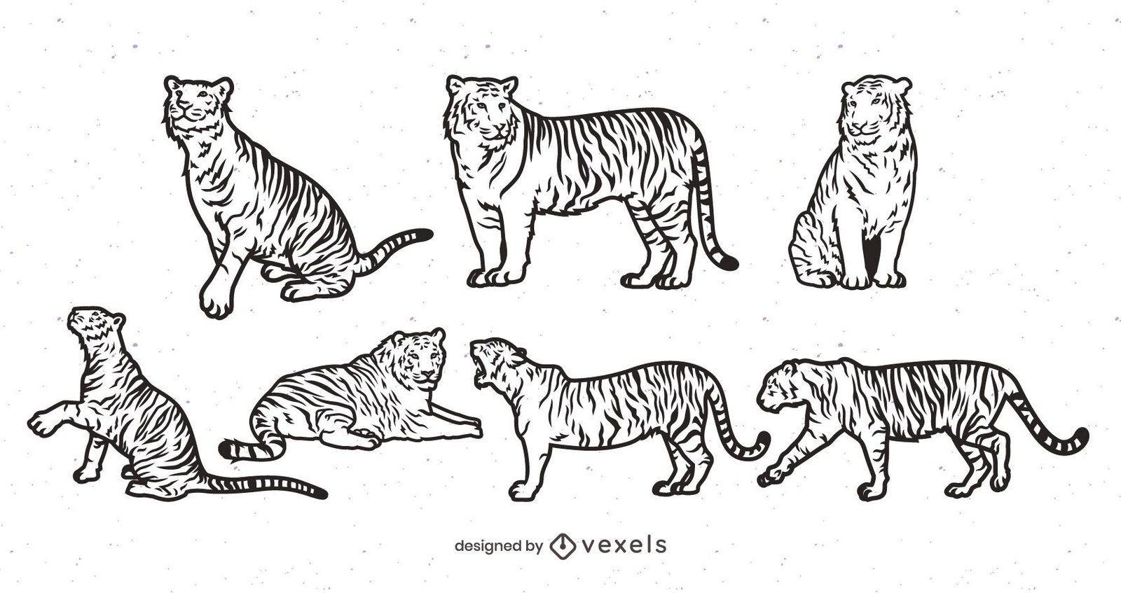 Stroke Line Tiger Design Pack Vector Download