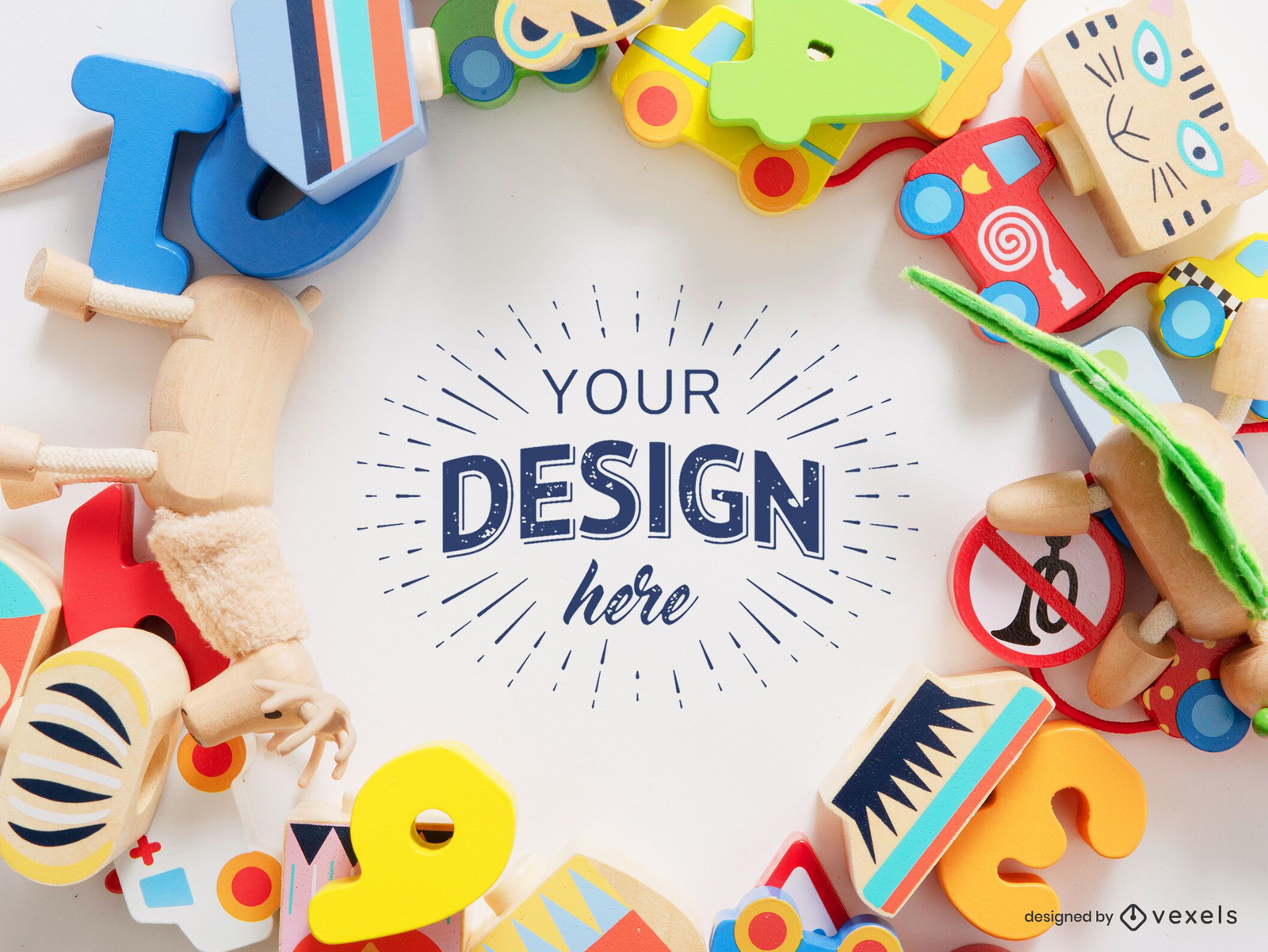 Toys Children Mockup Composition PSD Editable Template