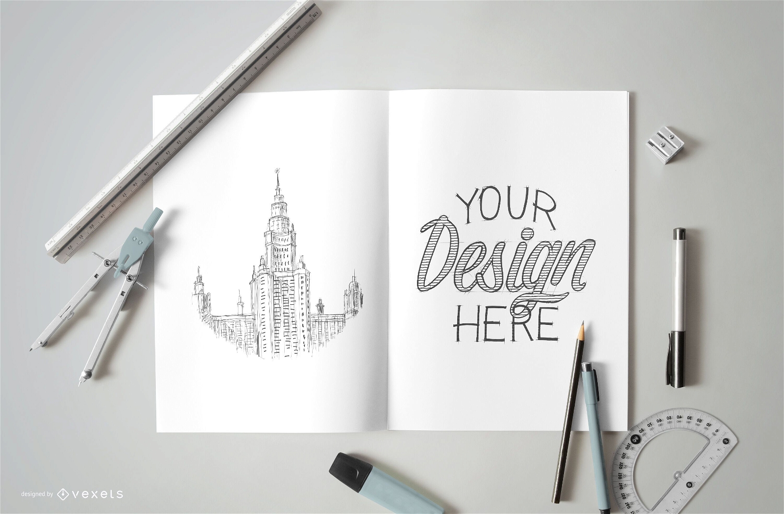 Notebook Sketch Logo Mockup – GraphicsFamily
