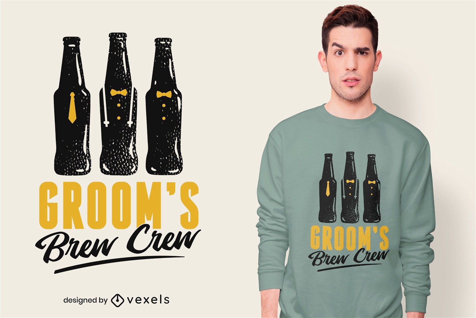 Groom's Brew Crew Lettering PNG & SVG Design For T-Shirts