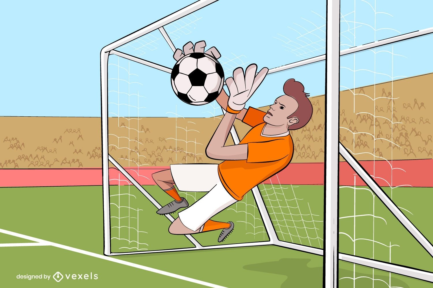 Goalkeeper Sports Cartoon Illustration Vector Download