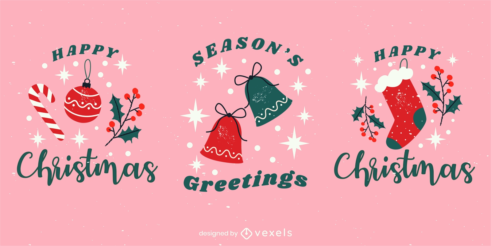 Sparkly Christmas Badge Set Vector Download