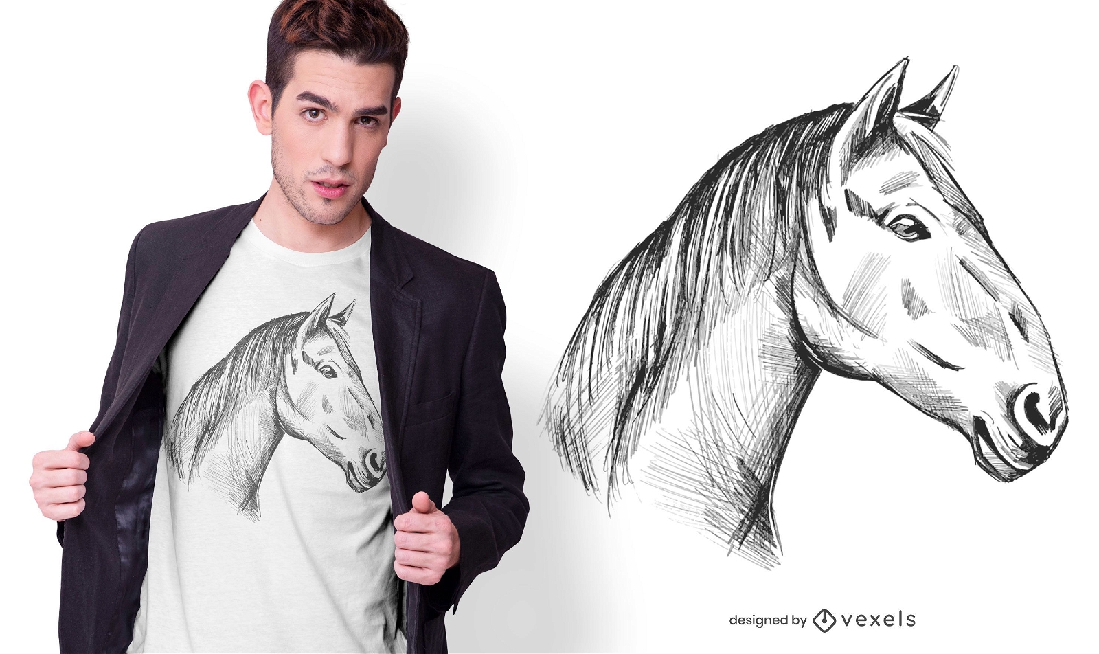 Design PNG E SVG De Cavalo Realista Desenhado à Mão Para Camisetas