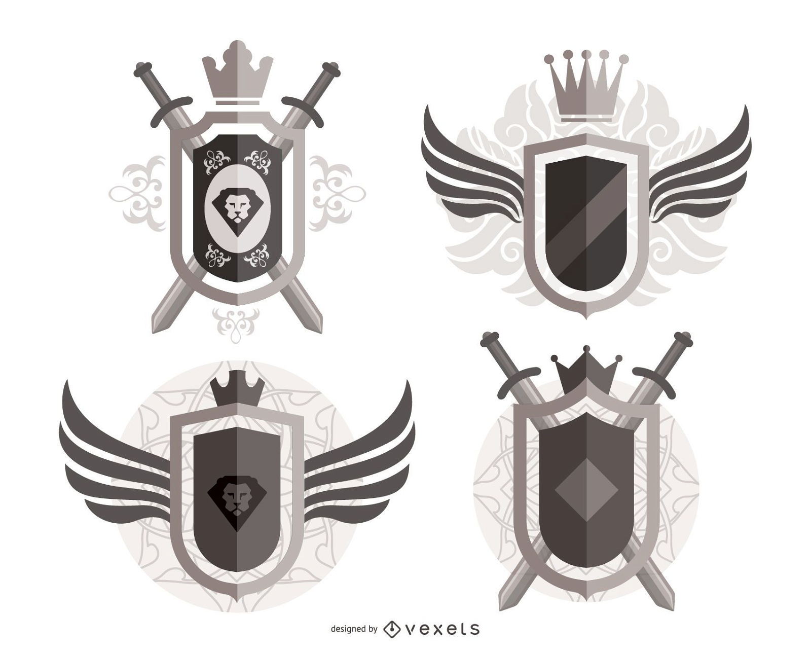 Ornate heraldic shields