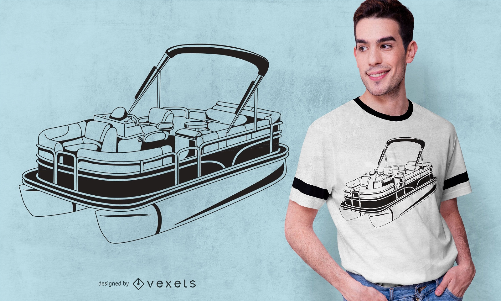Pontoon Boat T-shirt Design Vector Download