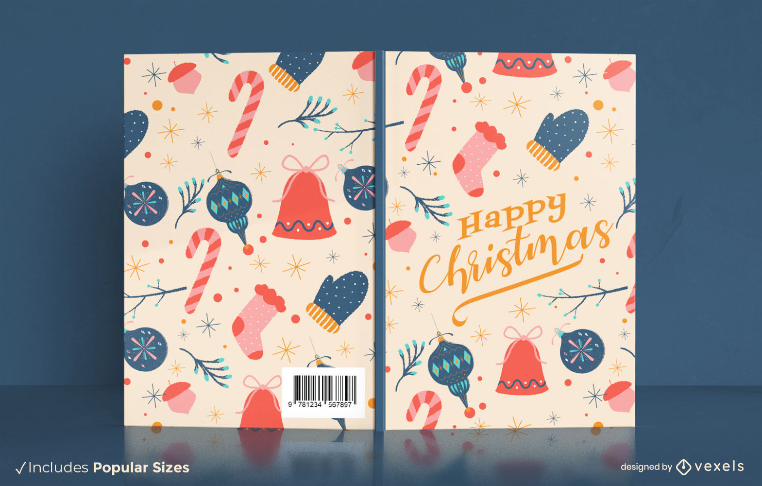 Happy Christmas Journal Book Cover Design Vector Download