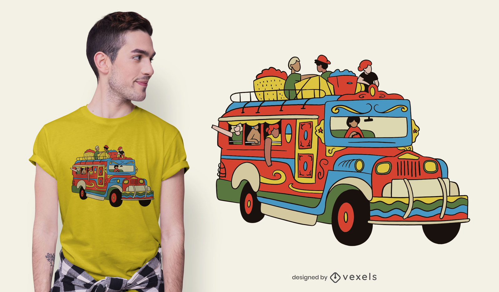 Jeepney Car T-shirt Design Vector Download