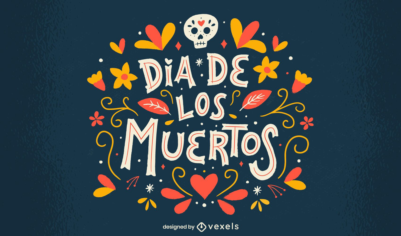 Descarga Vector De Diseño De Letras De Flores Del Día De Muertos.