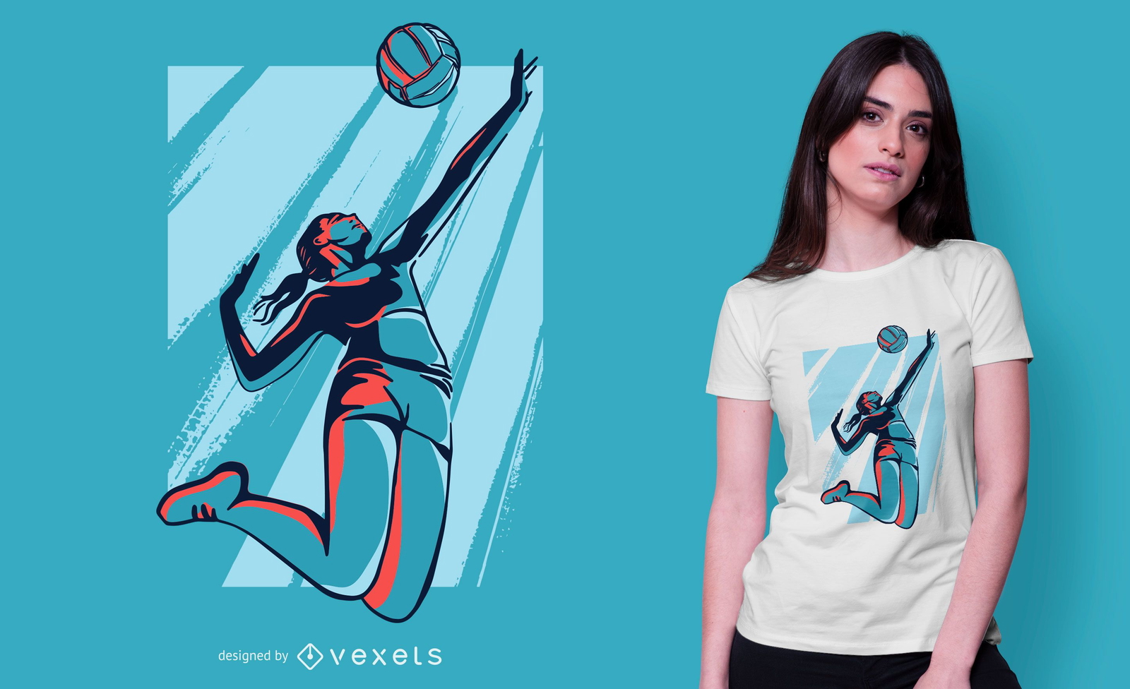 Volleyball Player Anime T-shirt Design Vector Download