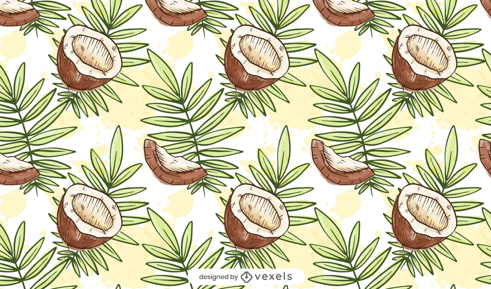 Watercolor Coconut Pattern Design Vector Download