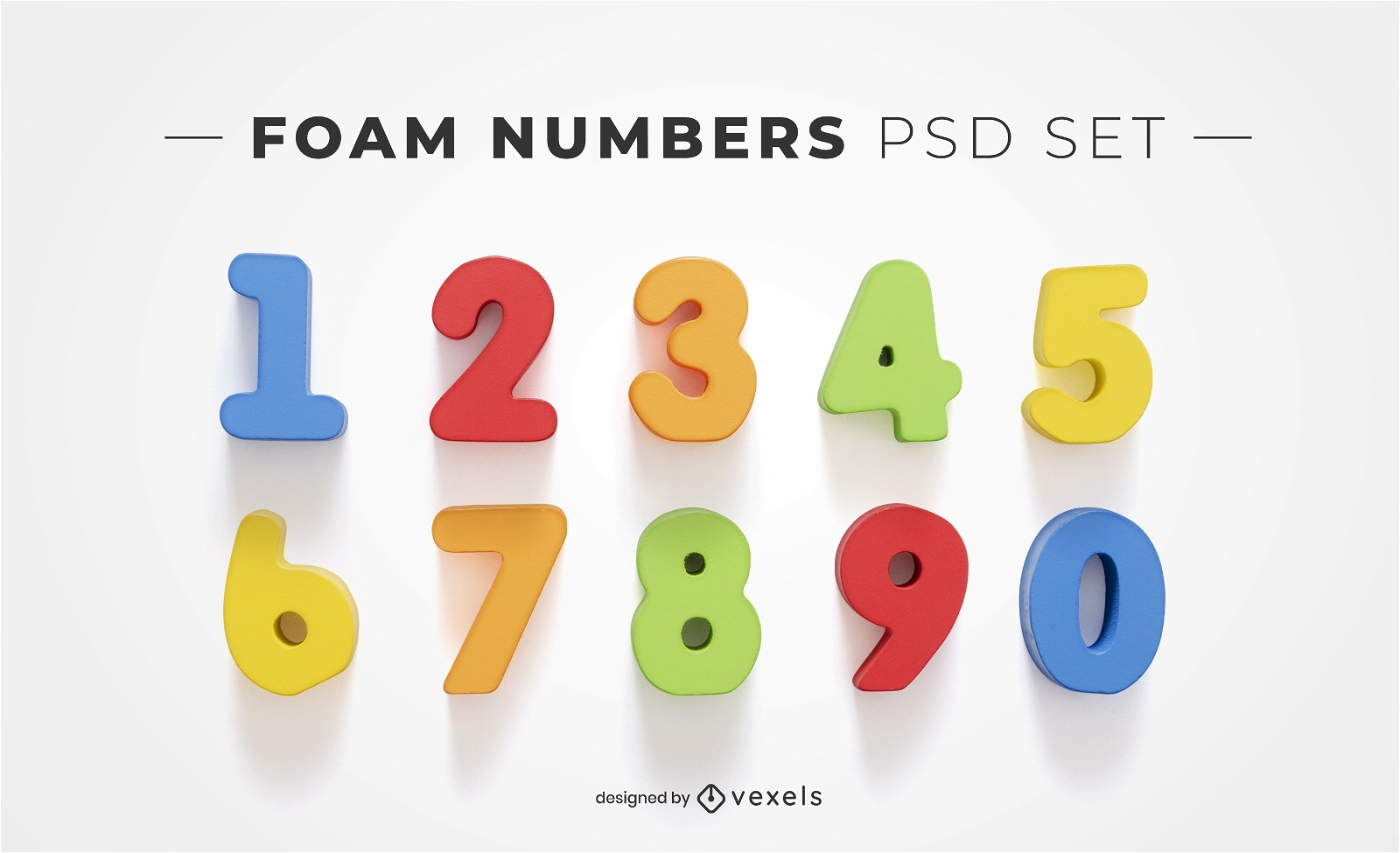 Foam Numbers Psd Elements For Mockups PSD Editable Template