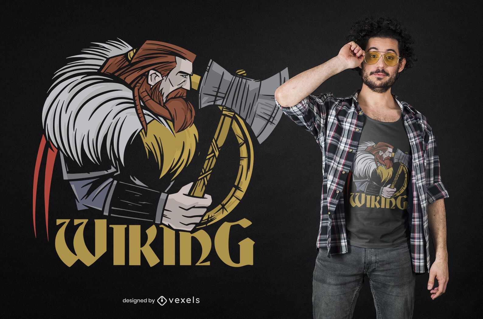 Descarga Vector De Diseño De Camiseta Lateral Vikinga.