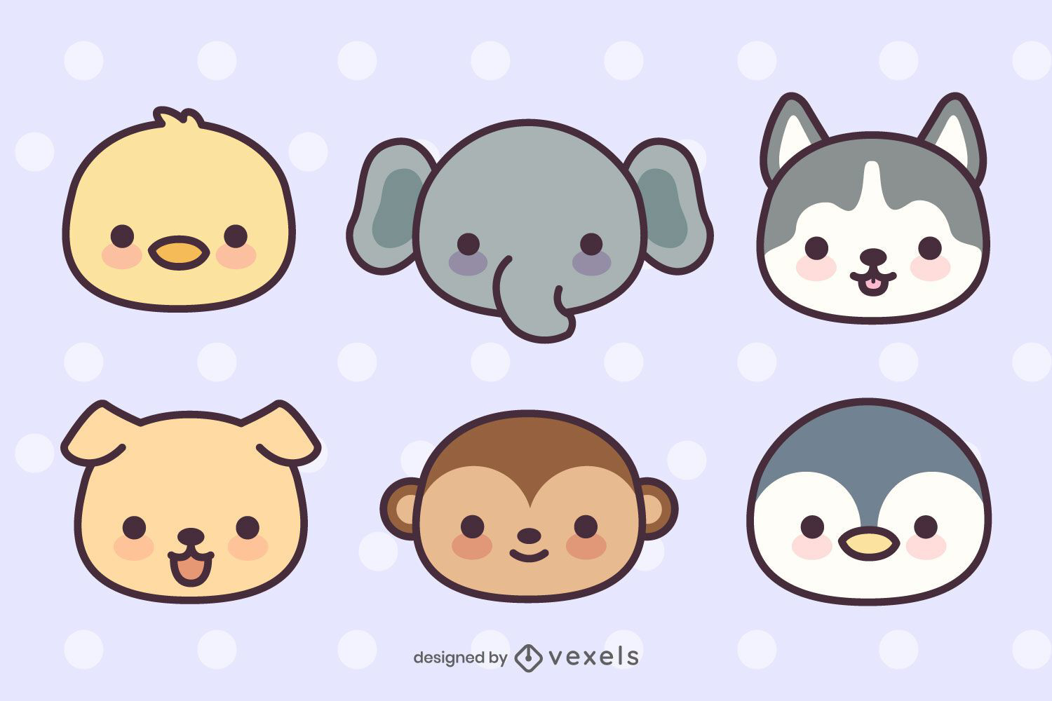 Cute Animal Head Pack Vector Download