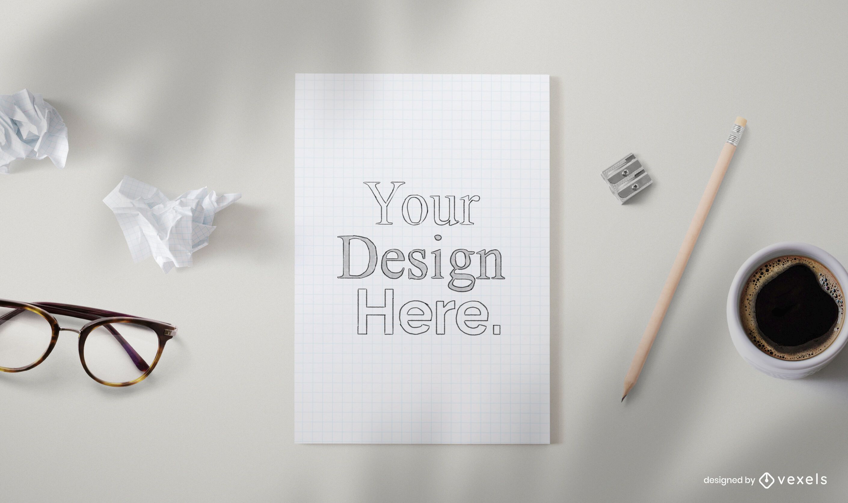 Squared Sheet Mockup Composition PSD Editable Template