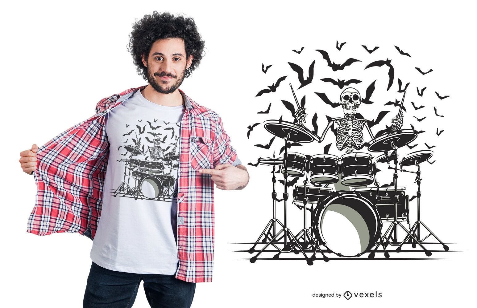 Desenho De Camiseta De Baterista EsqueletoDesenho De Camiseta De Baterista Esqueleto  