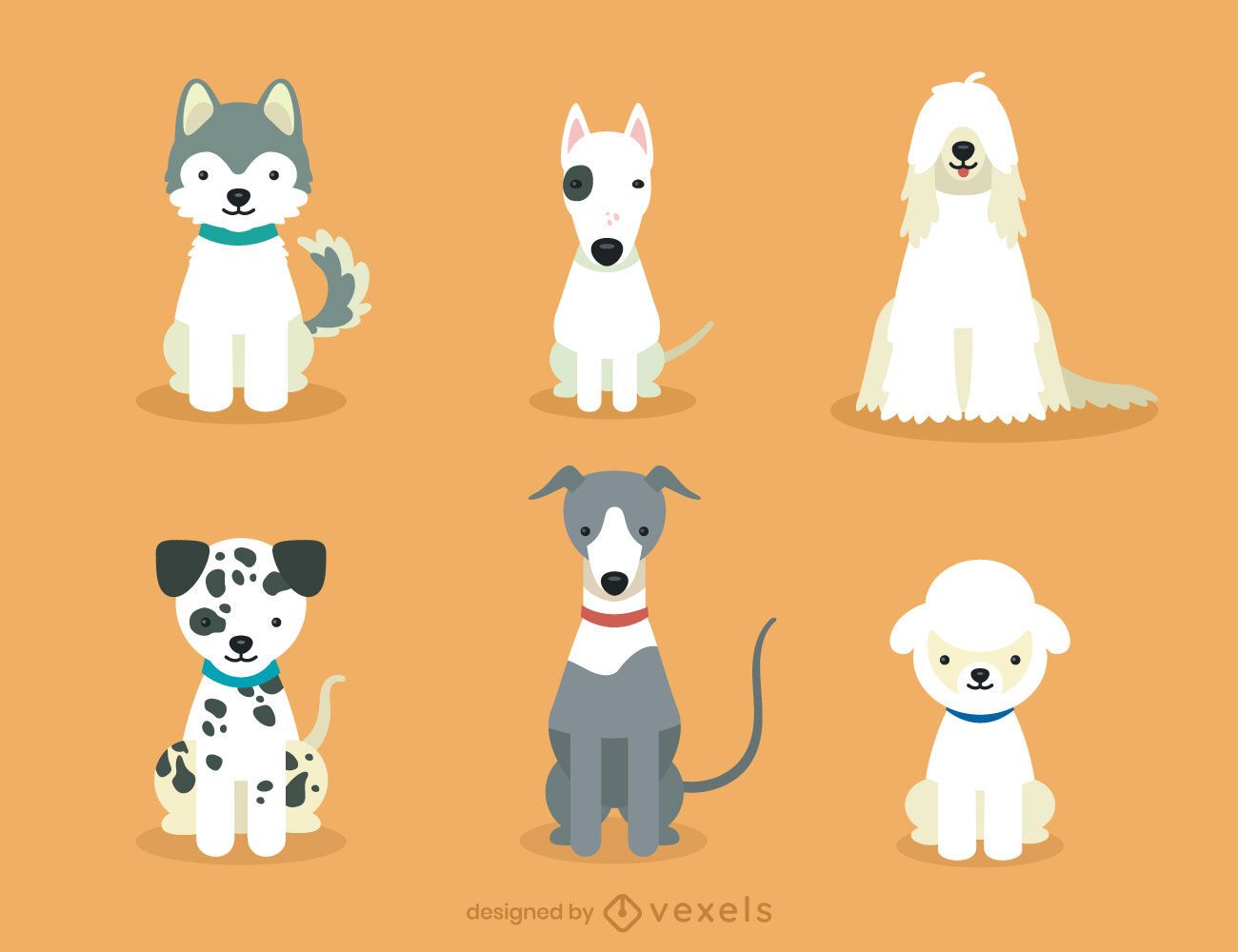 Cute Dog Breeds Illustration Set Vector Download