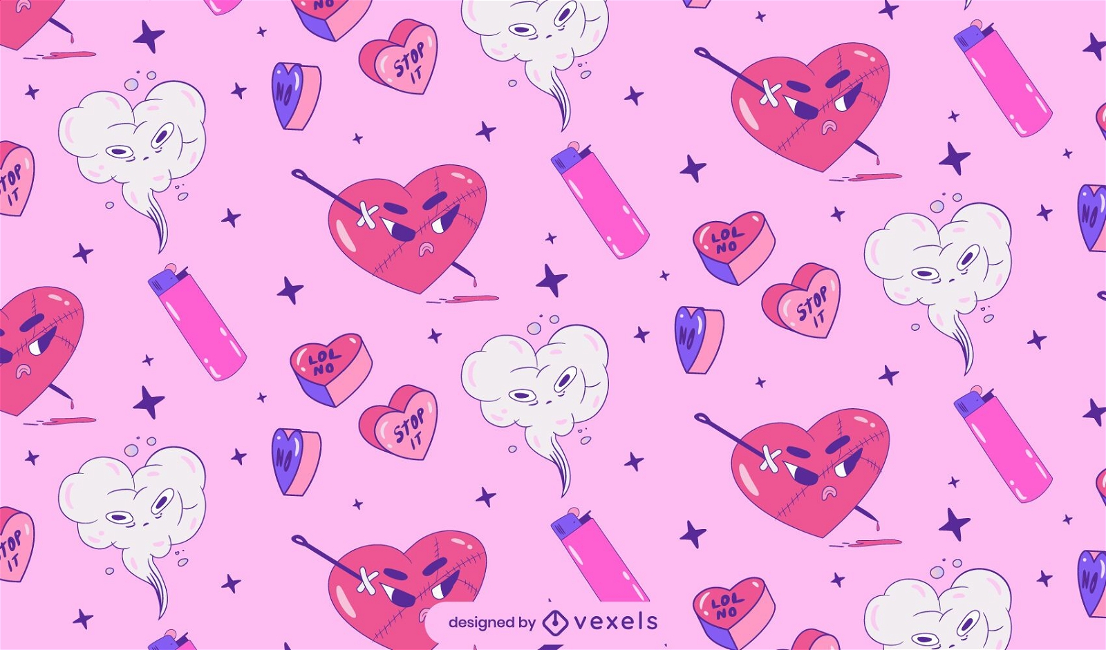 Anti Valentine's Heart Pattern Design Vector Download