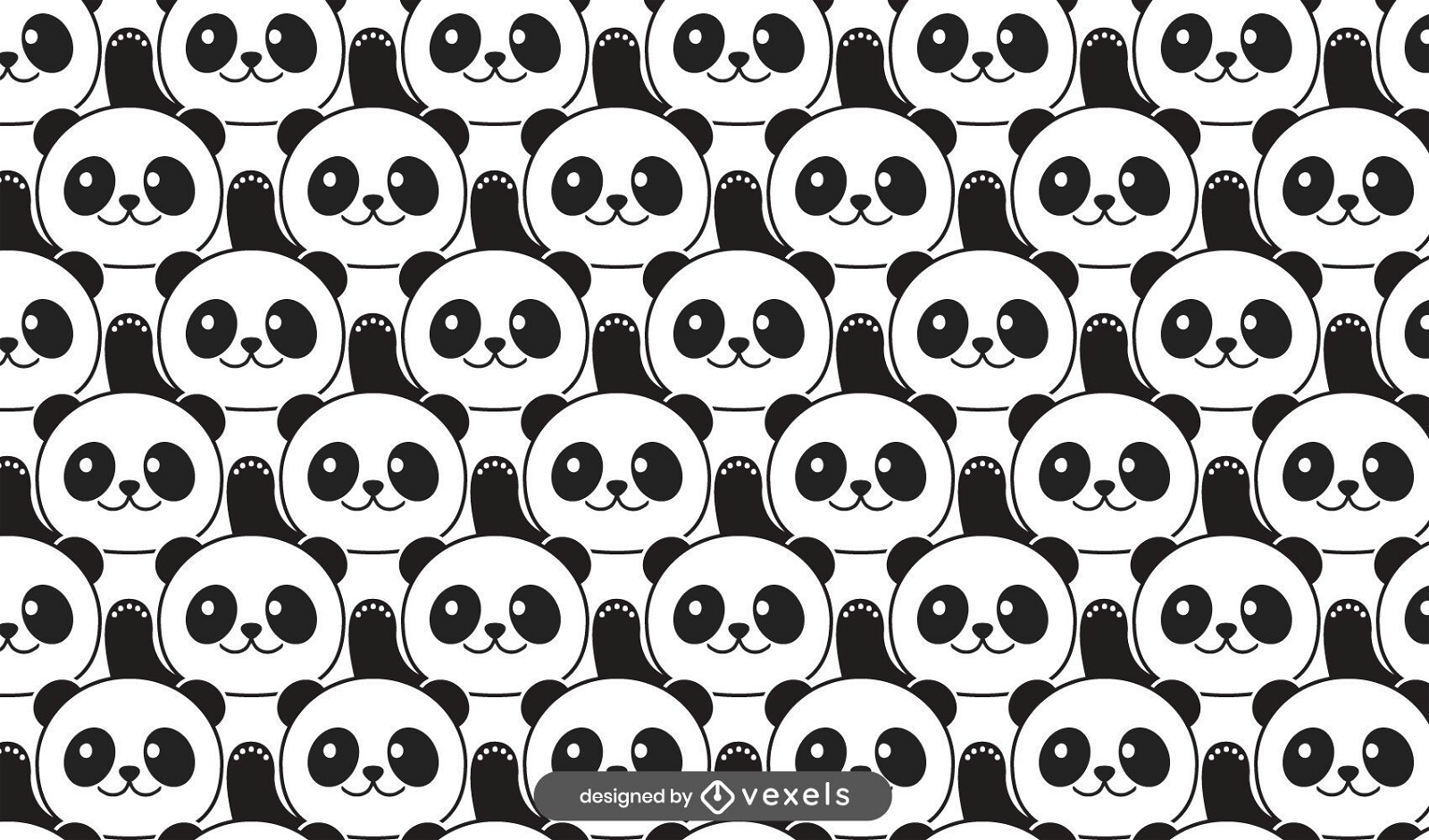 Um conjunto com ursos panda fofos ilustração vetorial para
