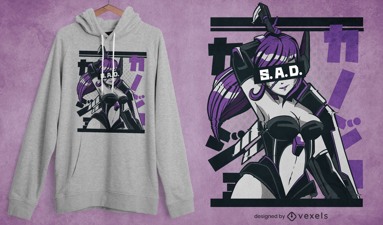 Sad Anime Girl T-shirt Design Vector Download