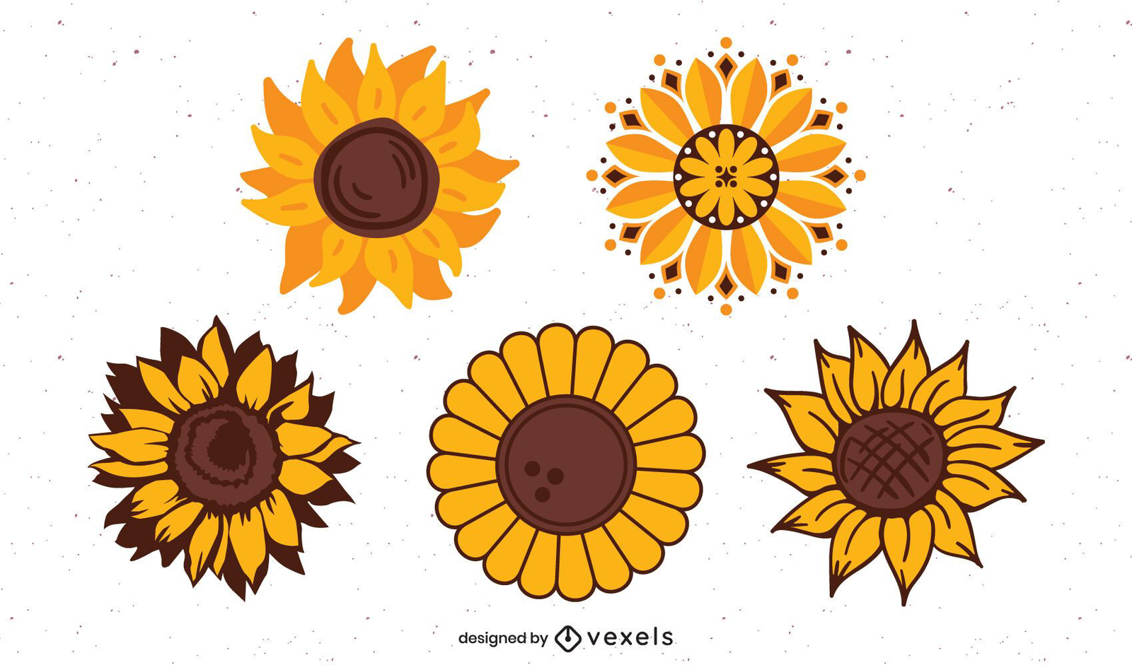 Sunflowers Illustation Set Vector Download