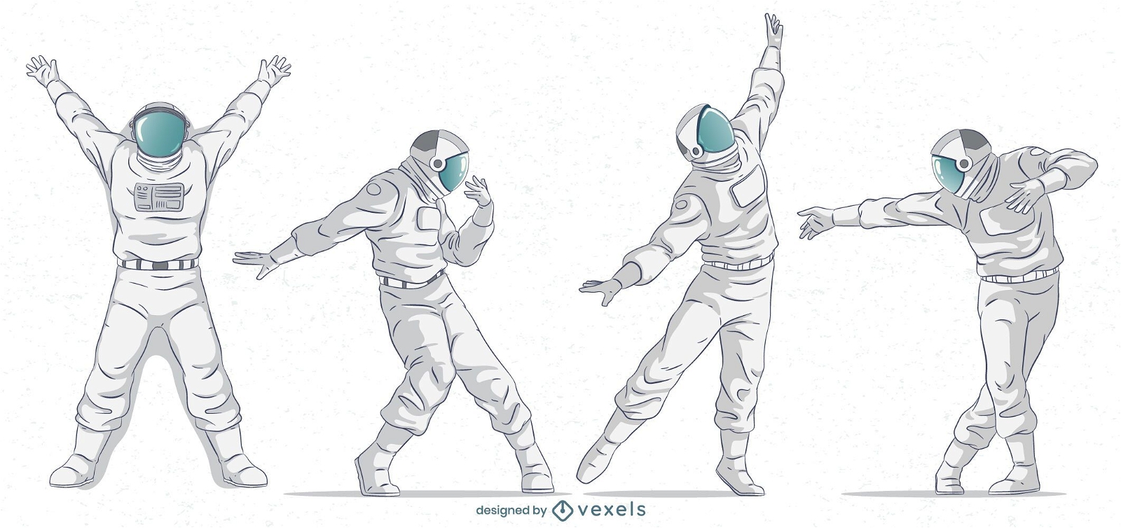 Astronaut Poses Character Set Vector Download