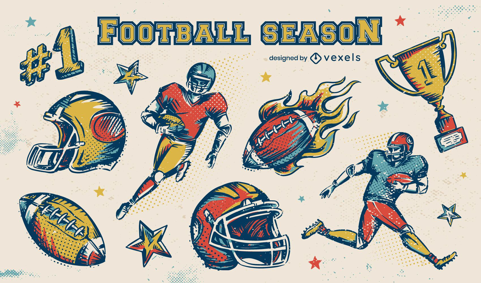 American Football 12 Colored Badges Set In Vintage Style Retro Collection  Of Red And Blue Football Elements And Emblems Tshirt Graphic Design Vector  Illustration Stock Illustration - Download Image Now - iStock