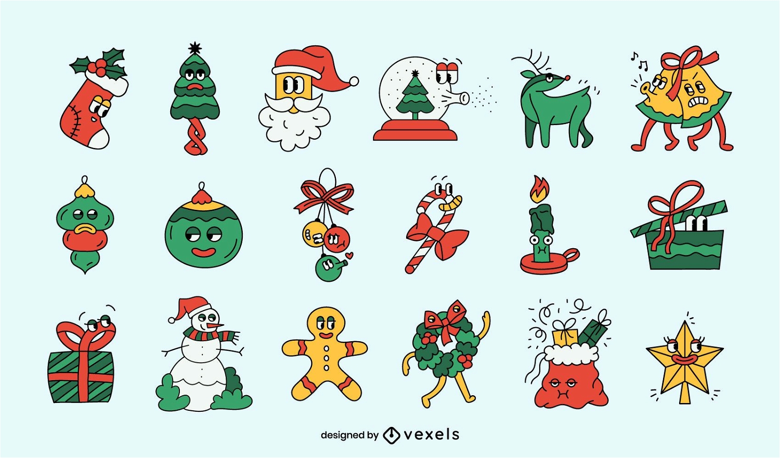 Descarga Vector De Divertidos Dibujos Animados De Navidad